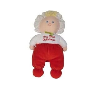 Vintage Eden Plush Red My First Christmas Blonde Hair & Blue Eyes Doll